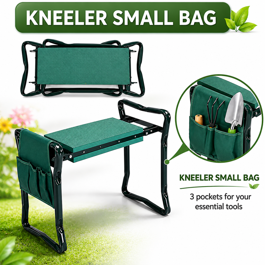 Foldable garden kneeler and seat for comfortable yard work