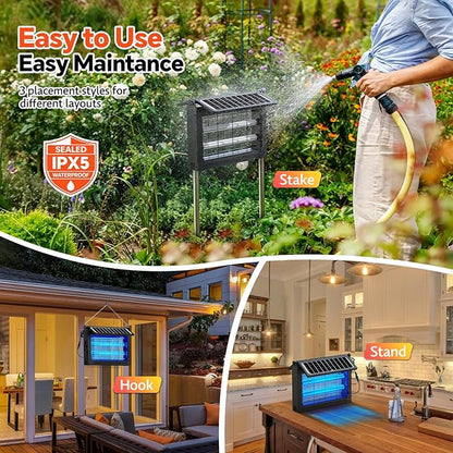 Solar Mosquito Killer Lamp 4500V for Patio & Garden